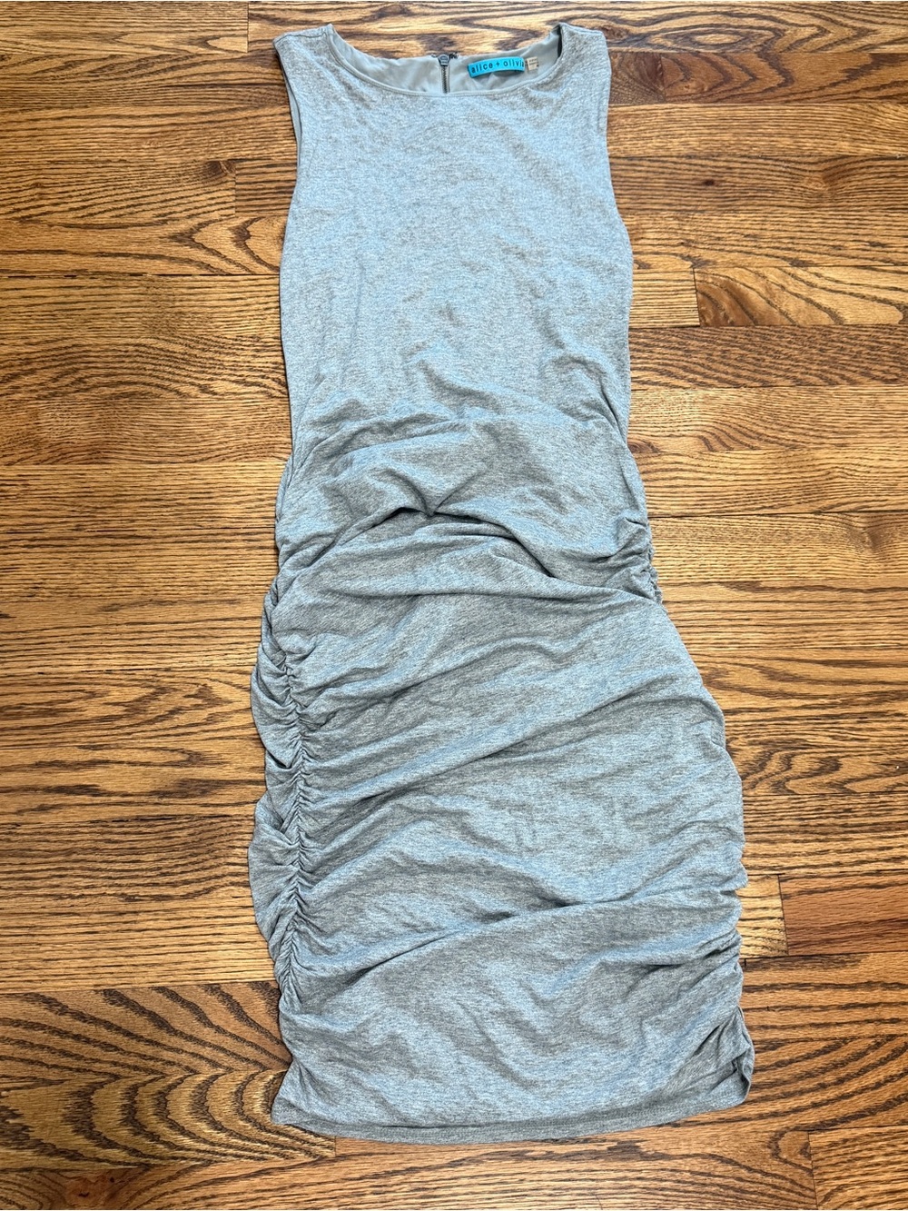 alice + olivia Ruched Gray Sparkle Sleeveless Tank Bodycon Casual Dress Size XS